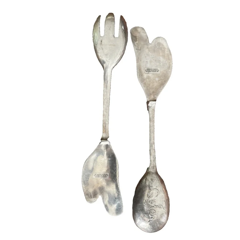 Vintage Golan Designs Salad Server Set Aluminum Lg Size 15
